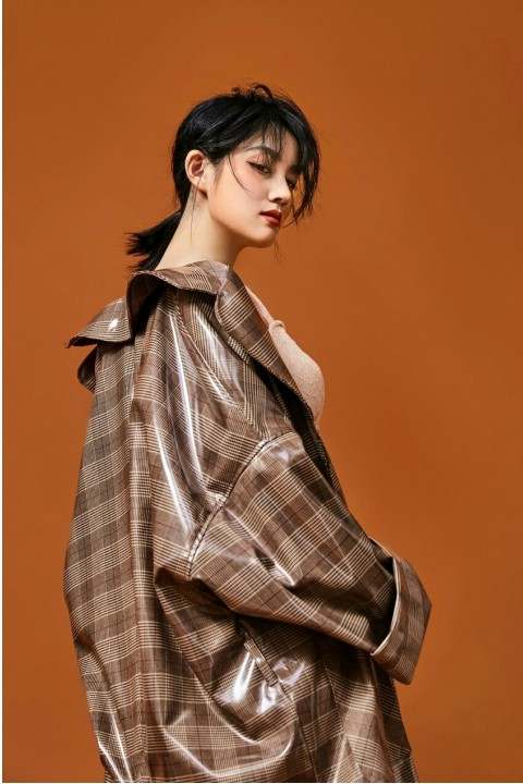 Model wearing premium layered outfit